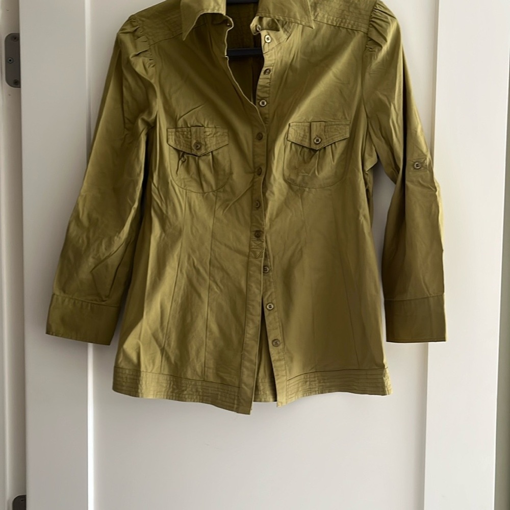 Bebe Green Button Down Shirt Top